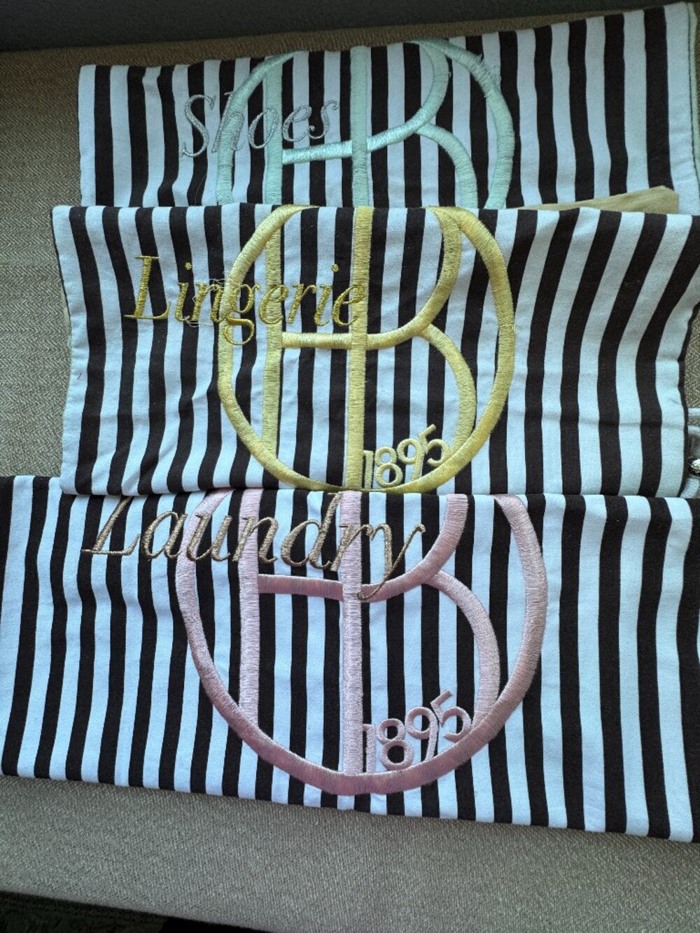 Henri Bendel Fabric Travel Laundry, Shoes, Lingerie bags.